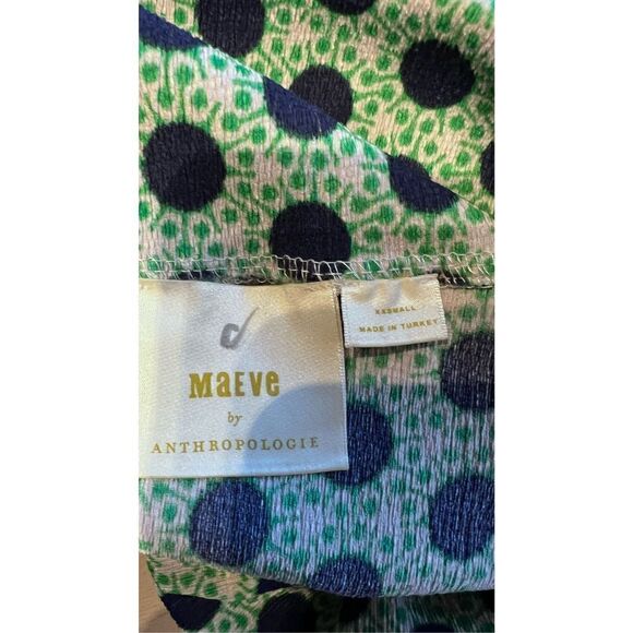 ATHROPOLOGIE MAEVE GREEN BLUE DOT OFF THE SHOULDER TANK CROP TOP XXS - Picture 9 of 9